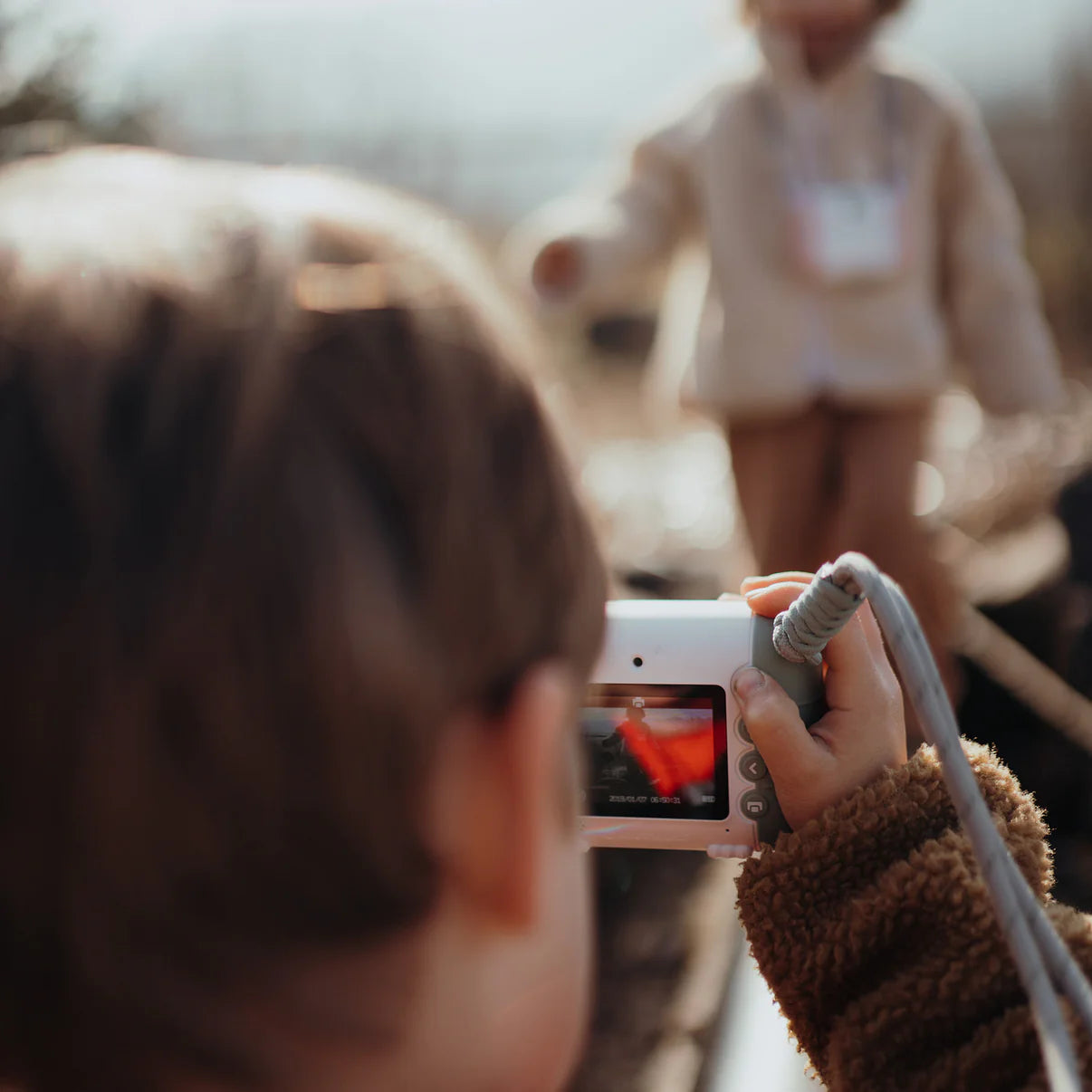 Momentinis vaikiskas fotoaparatas rozinis skaitmeninis kidywolf